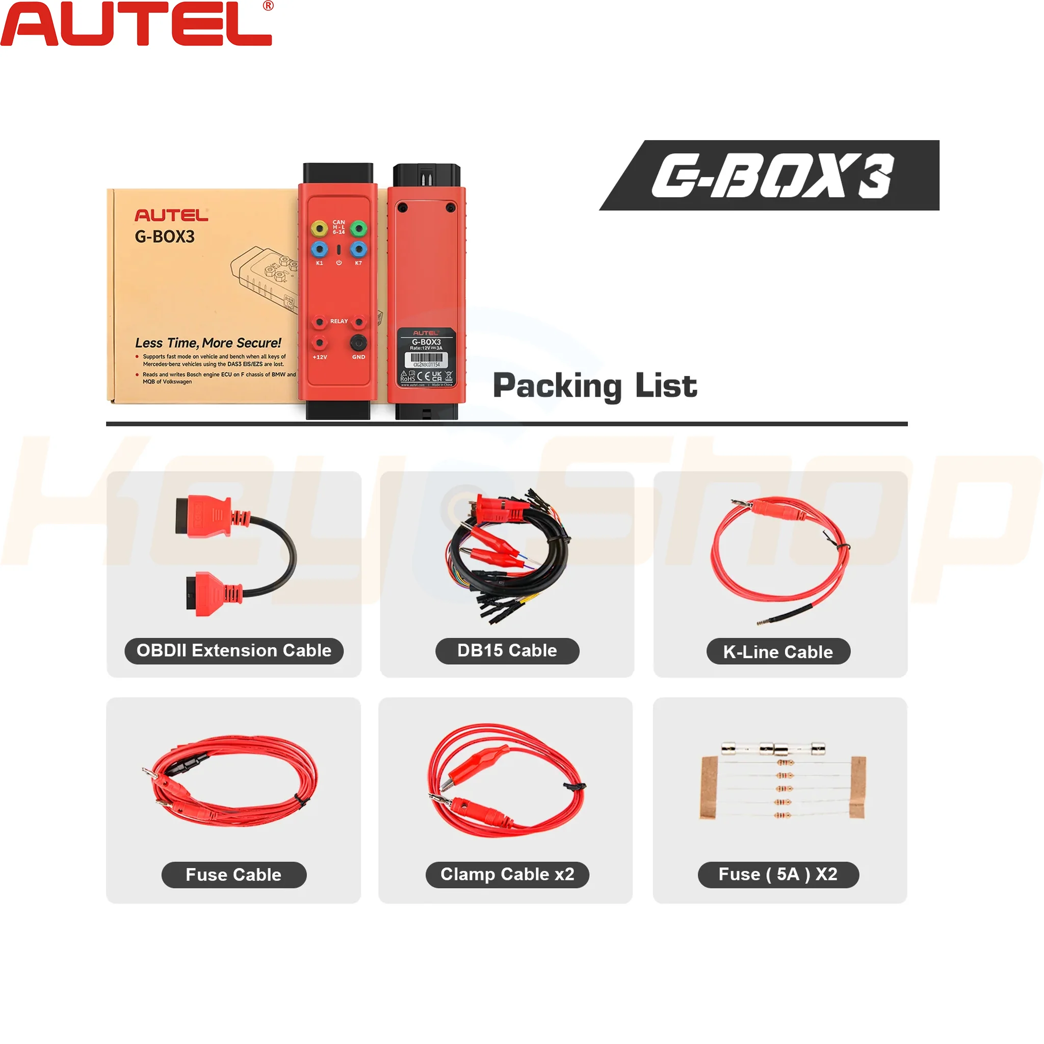 מחשב סיסמא מהיר לרכבי מרצדס AUTEL G-BOX3 - קורא מחשבי מנוע למגוון ענק של מכוניות אאוטל - Image 10