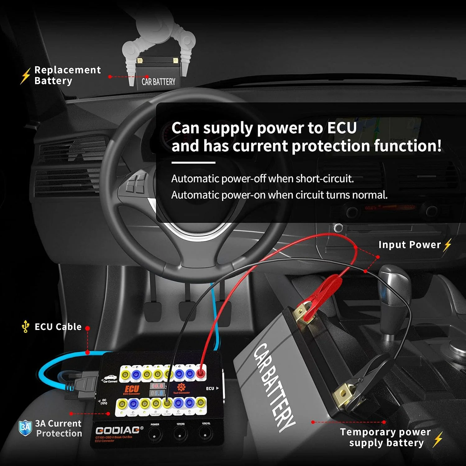 GODIAG GT100+: פלטפורמת ניתוח שולחנית לקידוד מפתחות ודיאגנוסטיקה - Breakout Box (HKSO537-B) - Image 4