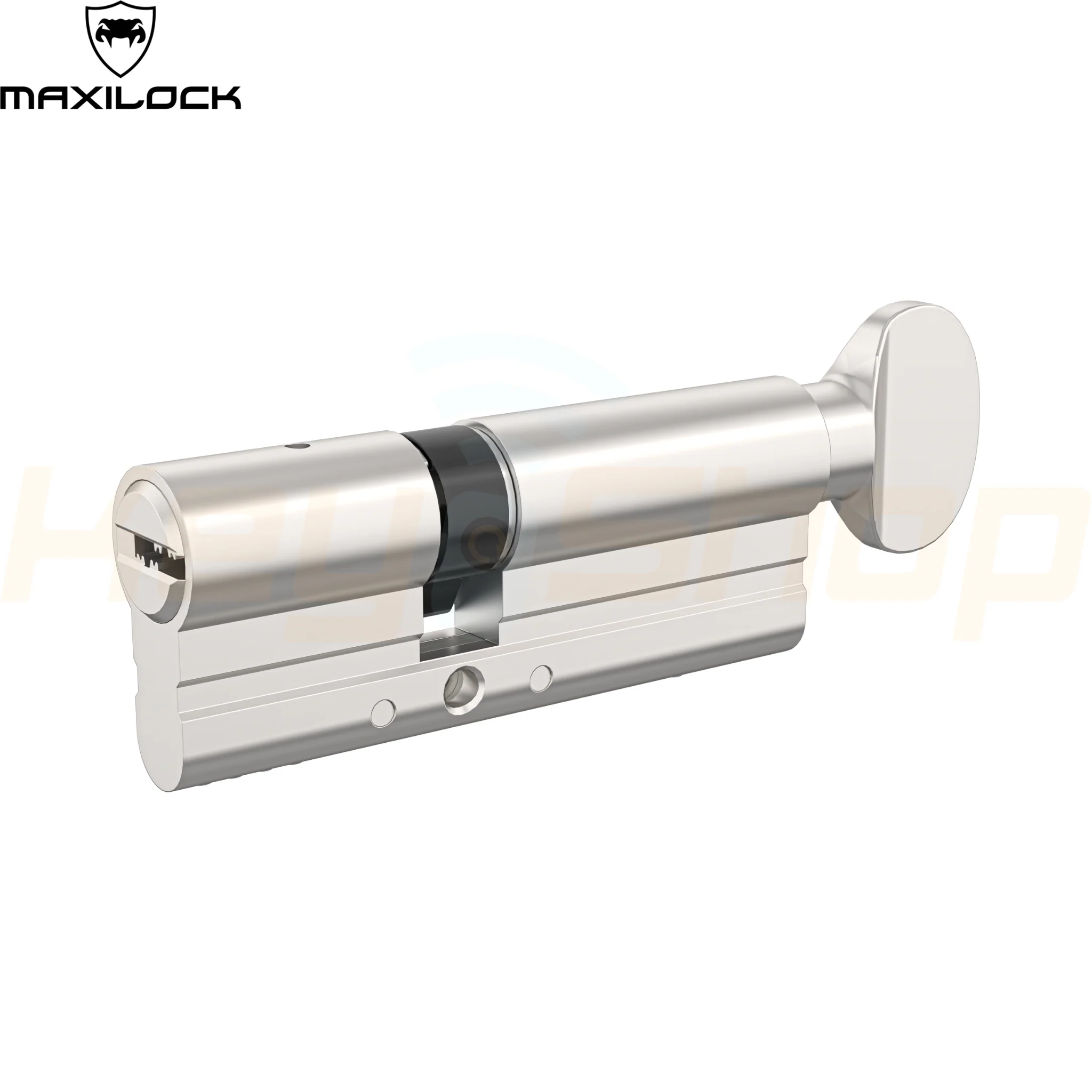 MAXILOCK SLIDER: - צילינדר - 60מ"מ - פטנט סליידר -  30+30-T לשון + כפתור (עם 5 מפתחות) - Image 4