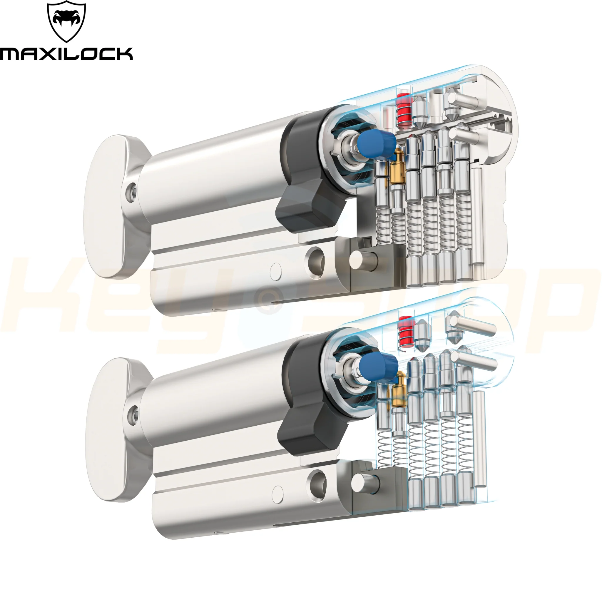 MAXILOCK SLIDER: - צילינדר - 60מ"מ - פטנט סליידר -  30+30-T לשון + כפתור (עם 5 מפתחות) - Image 6