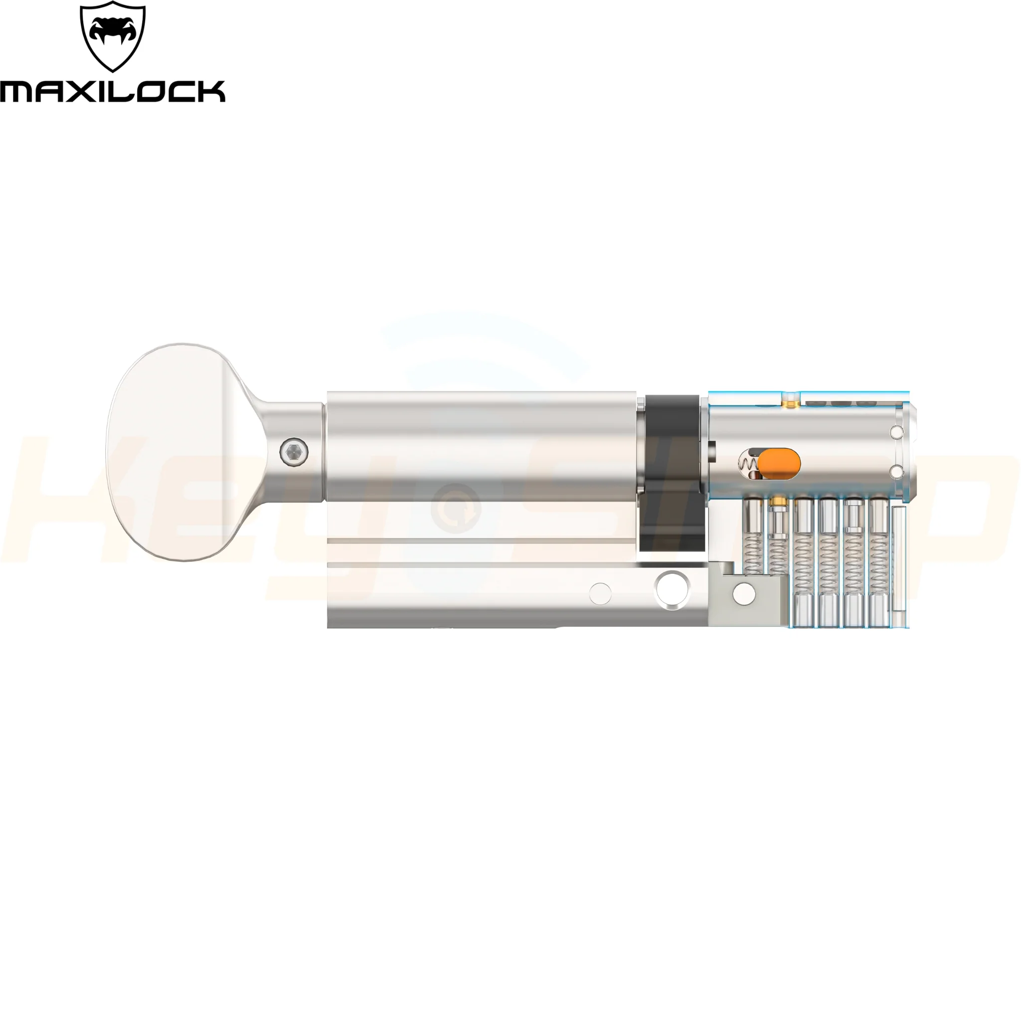 MAXILOCK SLIDER: - צילינדר - 60מ"מ - פטנט סליידר -  30+30-T לשון + כפתור (עם 5 מפתחות) - Image 7