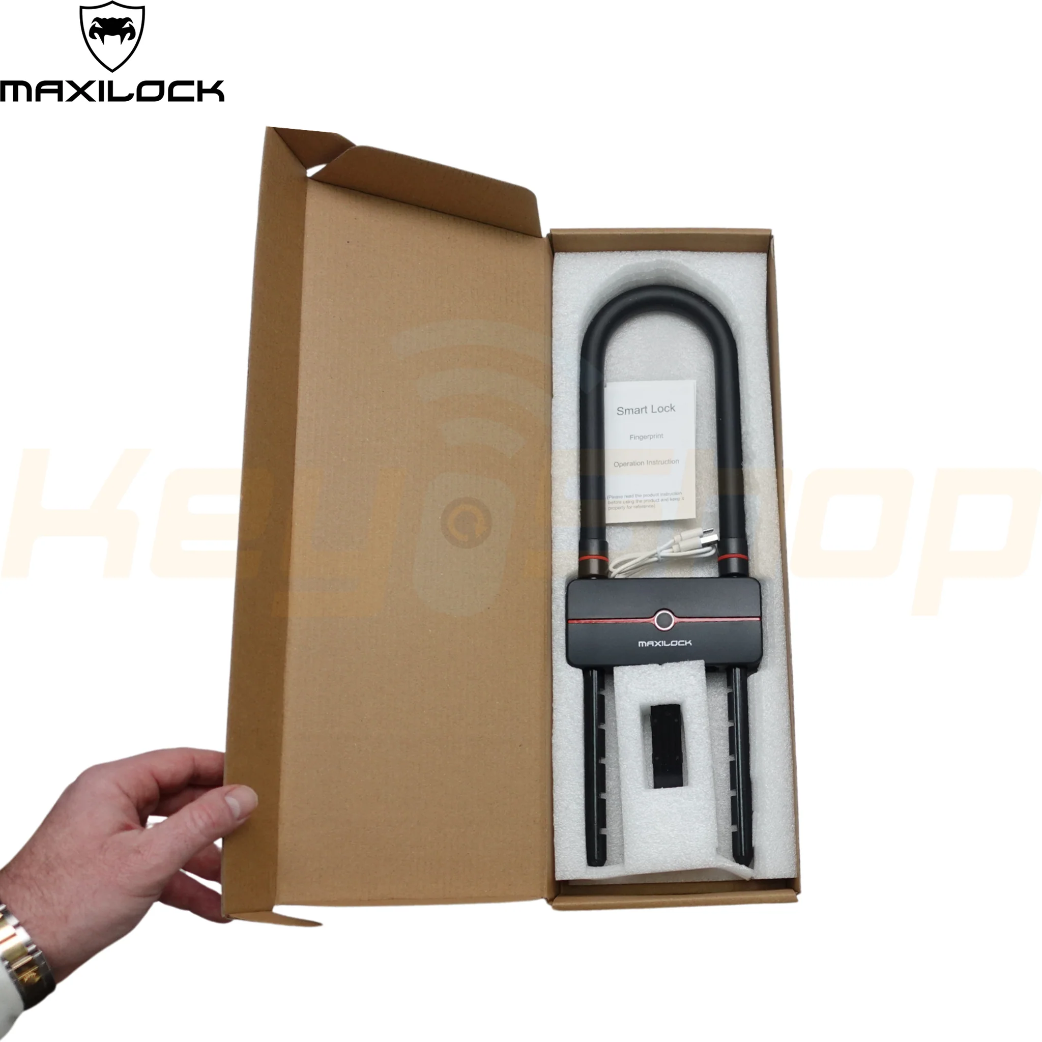 MAXILOCK U30 - מנעול אופניים פרסה - טביעת אצבע + אפליקציה + קודן - Image 3